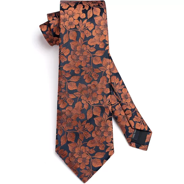 HISDERN Men Floral Ties Woven Classic 3.4" Necktie Set Formal tie Pocket Square for Wedding with Handkerchief Gift Box