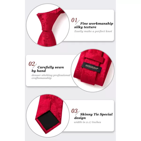 HISDERN Men Floral Ties Woven Classic 3.4" Necktie Set Formal tie Pocket Square for Wedding with Handkerchief Gift Box