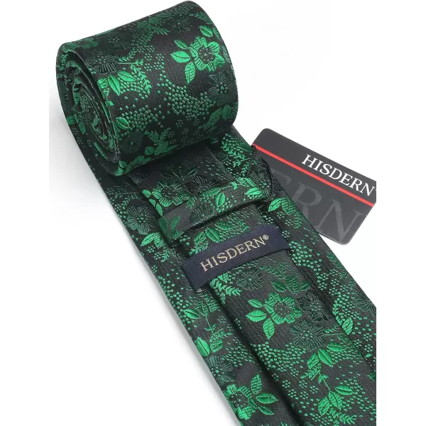 HISDERN Men Floral Ties Woven Classic 3.4" Necktie Set Formal tie Pocket Square for Wedding with Handkerchief Gift Box