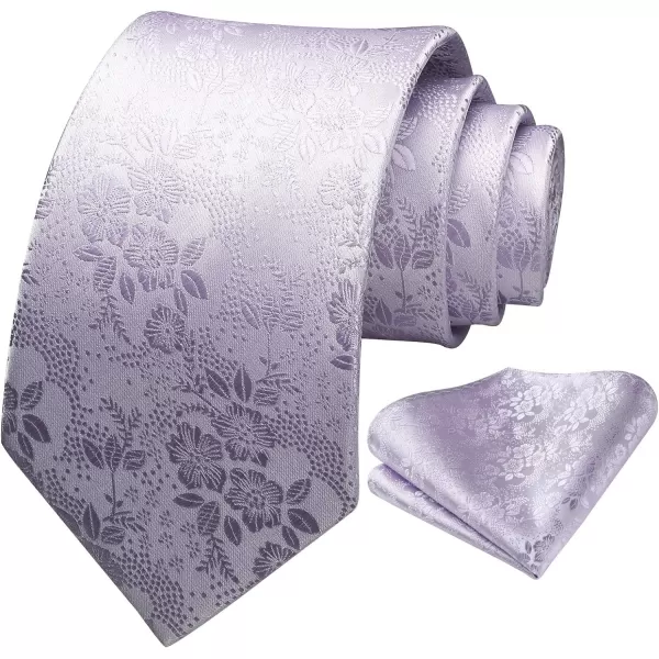 HISDERN Men Floral Ties Woven Classic 3.4" Necktie Set Formal tie Pocket Square for Wedding with Handkerchief Gift Box