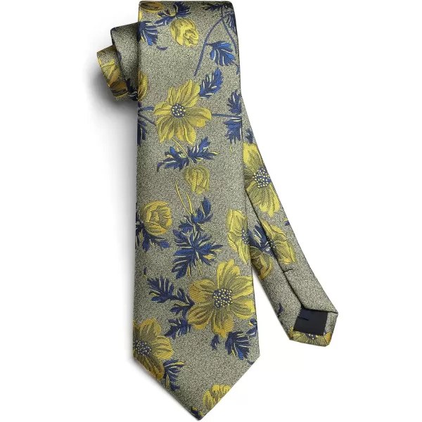 HISDERN Men Floral Ties Woven Classic 3.4" Necktie Set Formal tie Pocket Square for Wedding with Handkerchief Gift Box