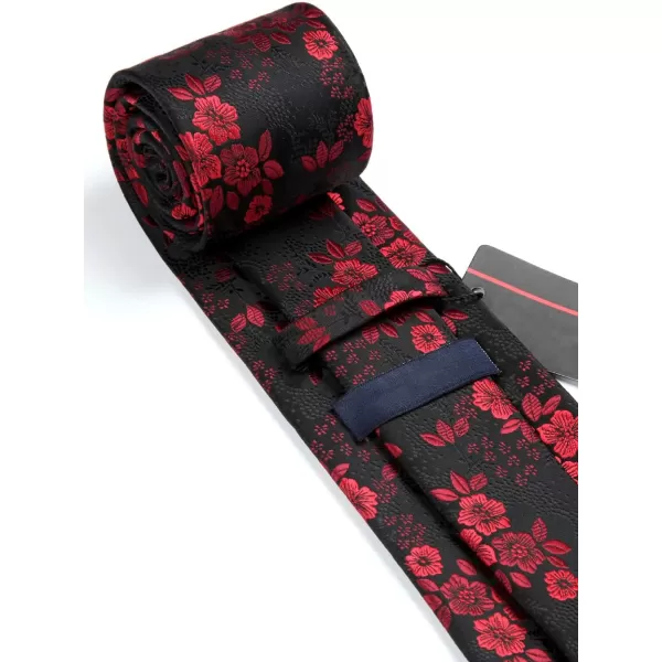 HISDERN Men Floral Ties Woven Classic 3.4" Necktie Set Formal tie Pocket Square for Wedding with Handkerchief Gift Box