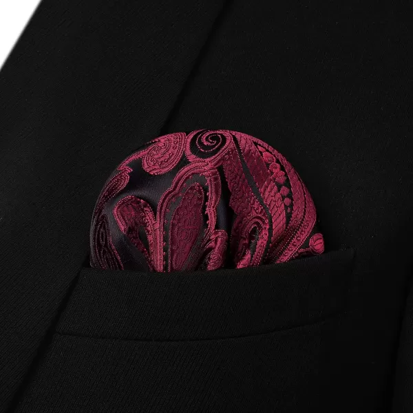HISDERN Mens Bow Ties Floral Paisley Self Bow Ties for Men Formal Woven Silk Pocket Square Set with Gift Box for wedding