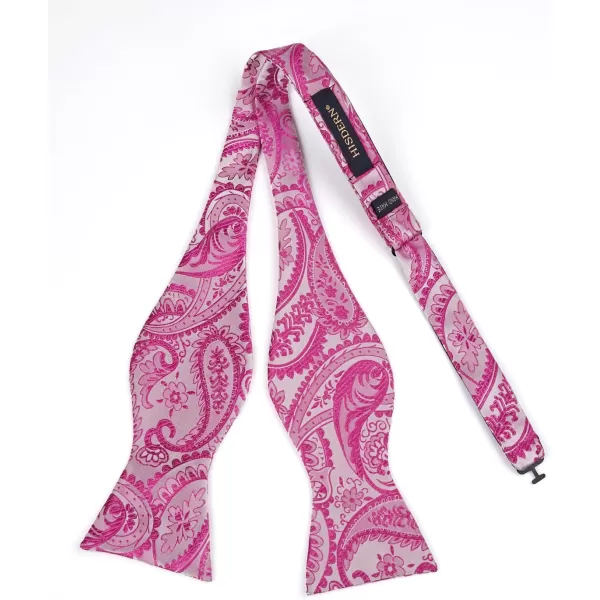 HISDERN Mens Bow Ties Floral Paisley Self Bow Ties for Men Formal Woven Silk Pocket Square Set with Gift Box for wedding