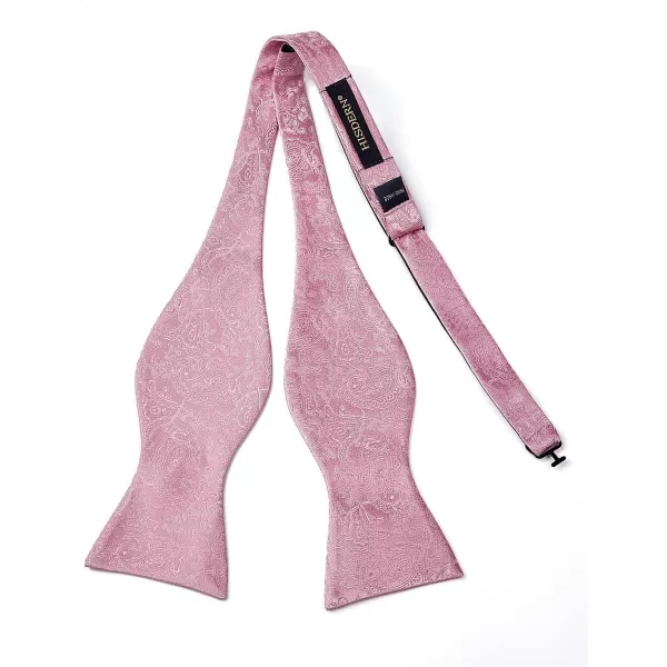 HISDERN Mens Bow Ties Floral Paisley Self Bow Ties for Men Formal Woven Silk Pocket Square Set with Gift Box for wedding