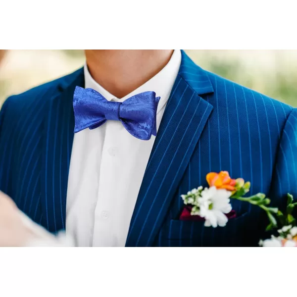 HISDERN Mens Bow Ties Floral Paisley Self Bow Ties for Men Formal Woven Silk Pocket Square Set with Gift Box for wedding