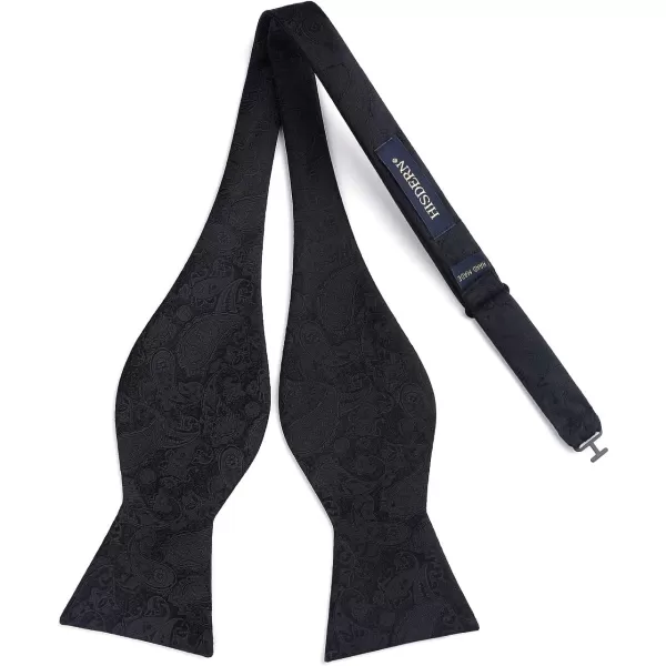 HISDERN Mens Bow Ties Floral Paisley Self Bow Ties for Men Formal Woven Silk Pocket Square Set with Gift Box for wedding