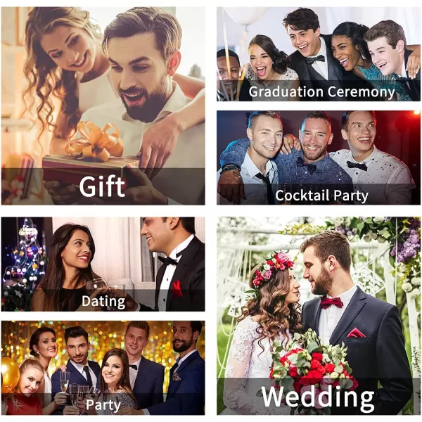HISDERN Mens Bow Ties Floral Paisley Self Bow Ties for Men Formal Woven Silk Pocket Square Set with Gift Box for wedding
