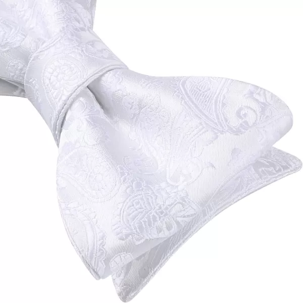 HISDERN Mens Bow Ties Floral Paisley Self Bow Ties for Men Formal Woven Silk Pocket Square Set with Gift Box for wedding