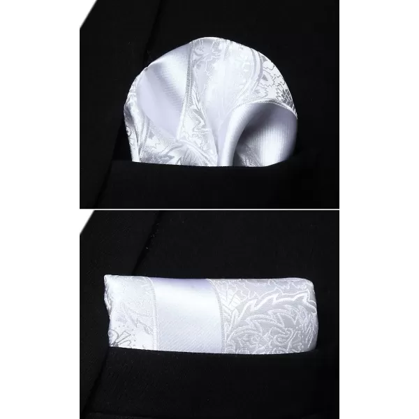 HISDERN Mens Bow Ties Floral Paisley Self Bow Ties for Men Formal Woven Silk Pocket Square Set with Gift Box for wedding