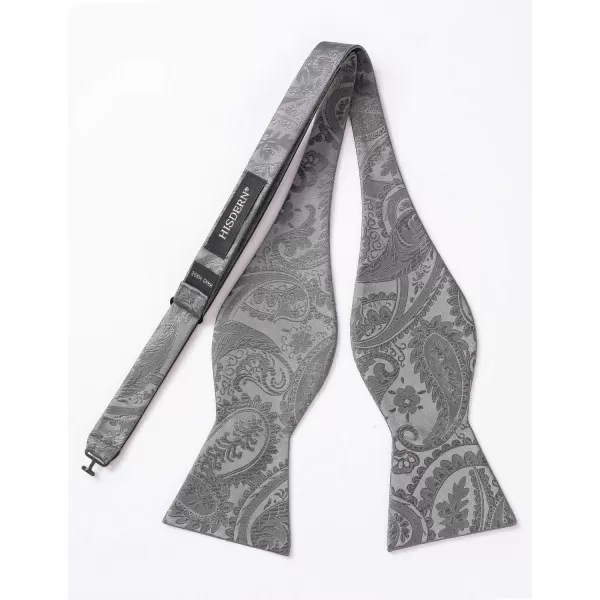 HISDERN Mens Bow Ties Floral Paisley Self Bow Ties for Men Formal Woven Silk Pocket Square Set with Gift Box for wedding