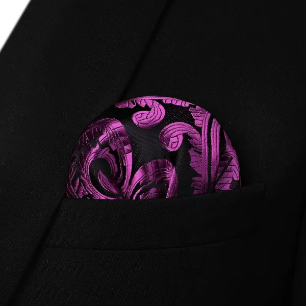 HISDERN Mens Bow Ties Floral Paisley Self Bow Ties for Men Formal Woven Silk Pocket Square Set with Gift Box for wedding