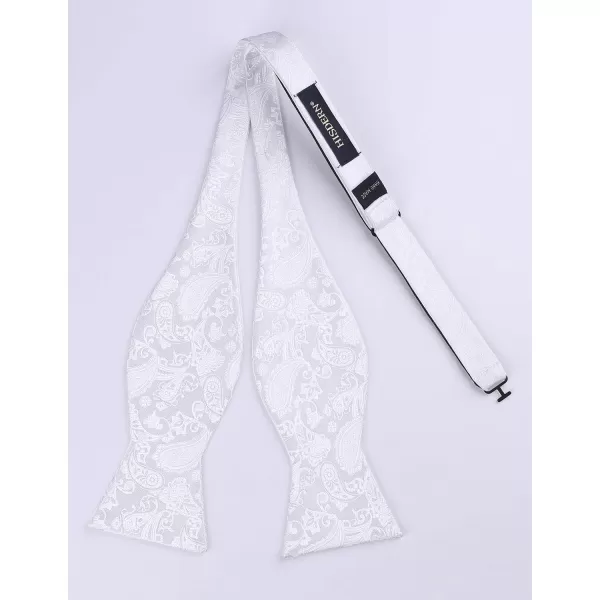 HISDERN Mens Bow Ties Floral Paisley Self Bow Ties for Men Formal Woven Silk Pocket Square Set with Gift Box for wedding