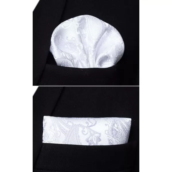 HISDERN Mens Bow Ties Floral Paisley Self Bow Ties for Men Formal Woven Silk Pocket Square Set with Gift Box for wedding