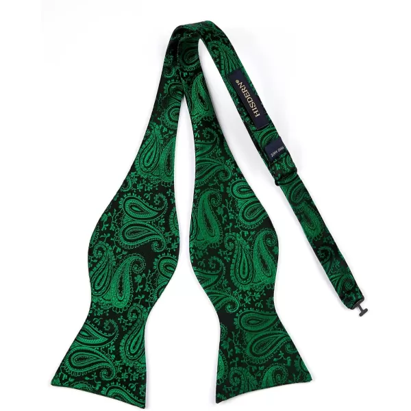 HISDERN Mens Bow Ties Floral Paisley Self Bow Ties for Men Formal Woven Silk Pocket Square Set with Gift Box for wedding
