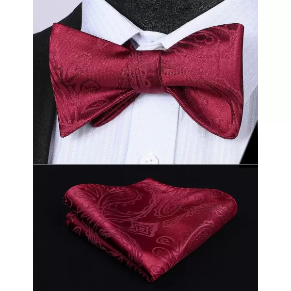 HISDERN Mens Bow Ties Floral Paisley Self Bow Ties for Men Formal Woven Silk Pocket Square Set with Gift Box for wedding
