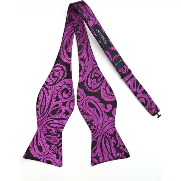 HISDERN Mens Bow Ties Floral Paisley Self Bow Ties for Men Formal Woven Silk Pocket Square Set with Gift Box for wedding