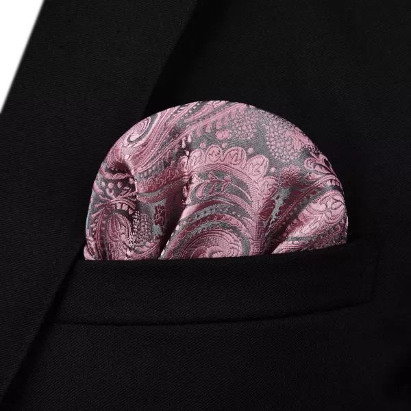 HISDERN Mens Bow Ties Floral Paisley Self Bow Ties for Men Formal Woven Silk Pocket Square Set with Gift Box for wedding