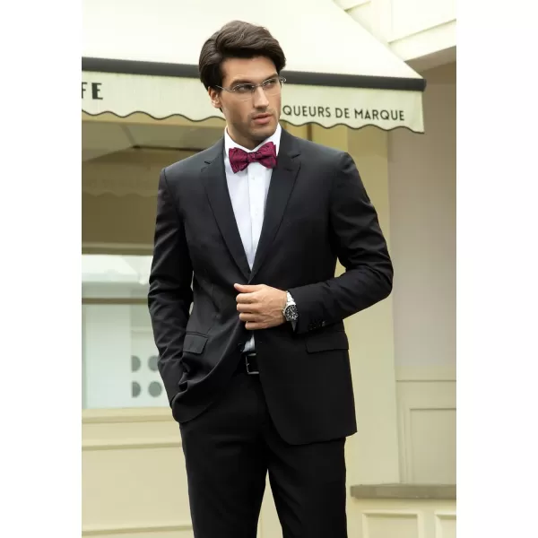 HISDERN Mens Bow Ties Floral Paisley Self Bow Ties for Men Formal Woven Silk Pocket Square Set with Gift Box for wedding