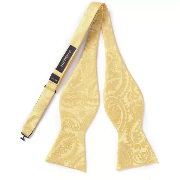 HISDERN Mens Bow Ties Floral Paisley Self Bow Ties for Men Formal Woven Silk Pocket Square Set with Gift Box for wedding