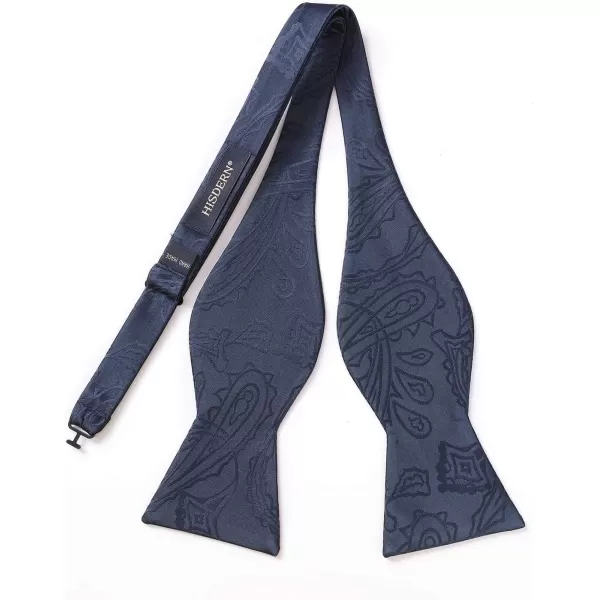 HISDERN Mens Bow Ties Floral Paisley Self Bow Ties for Men Formal Woven Silk Pocket Square Set with Gift Box for wedding