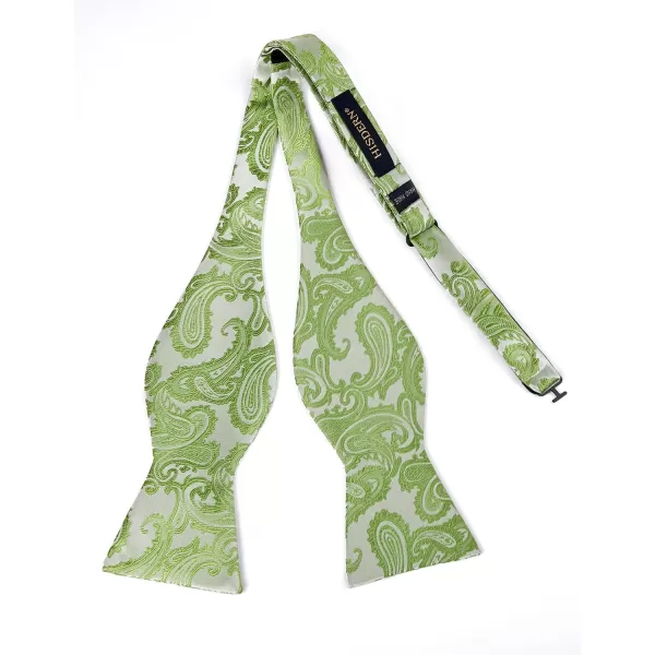 HISDERN Mens Bow Ties Floral Paisley Self Bow Ties for Men Formal Woven Silk Pocket Square Set with Gift Box for wedding
