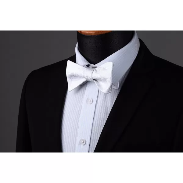 HISDERN Mens Bow Ties Floral Paisley Self Bow Ties for Men Formal Woven Silk Pocket Square Set with Gift Box for wedding
