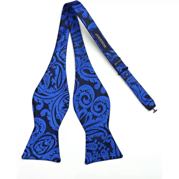 HISDERN Mens Bow Ties Floral Paisley Self Bow Ties for Men Formal Woven Silk Pocket Square Set with Gift Box for wedding