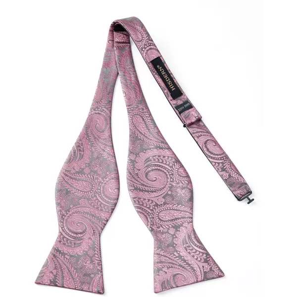 HISDERN Mens Bow Ties Floral Paisley Self Bow Ties for Men Formal Woven Silk Pocket Square Set with Gift Box for wedding