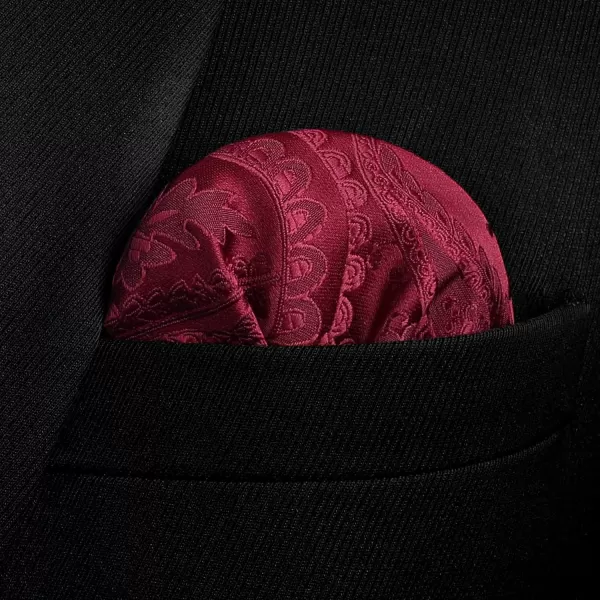 HISDERN Mens Bow Ties Floral Paisley Self Bow Ties for Men Formal Woven Silk Pocket Square Set with Gift Box for wedding