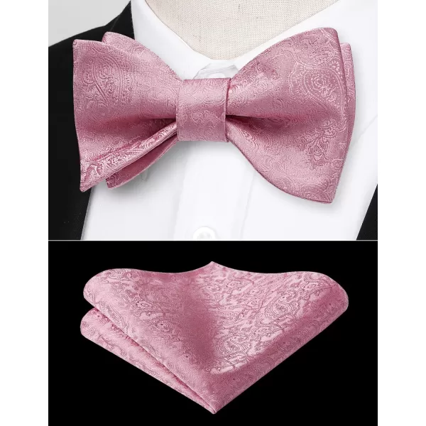 HISDERN Mens Bow Ties Floral Paisley Self Bow Ties for Men Formal Woven Silk Pocket Square Set with Gift Box for wedding