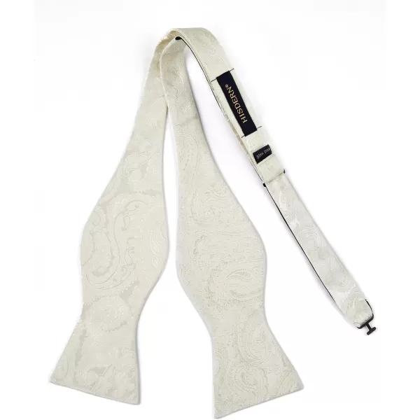 HISDERN Mens Bow Ties Floral Paisley Self Bow Ties for Men Formal Woven Silk Pocket Square Set with Gift Box for wedding