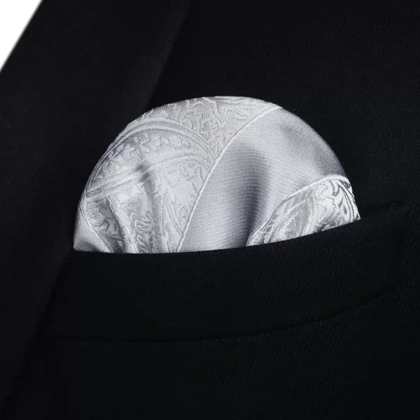 HISDERN Mens Bow Ties Floral Paisley Self Bow Ties for Men Formal Woven Silk Pocket Square Set with Gift Box for wedding