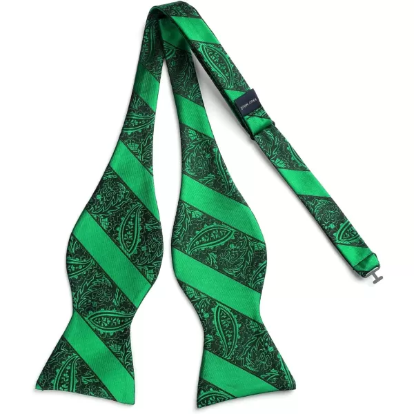 HISDERN Mens Bow Ties Floral Paisley Self Bow Ties for Men Formal Woven Silk Pocket Square Set with Gift Box for wedding
