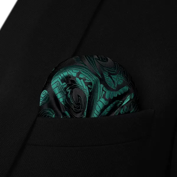 HISDERN Mens Bow Ties Floral Paisley Self Bow Ties for Men Formal Woven Silk Pocket Square Set with Gift Box for wedding