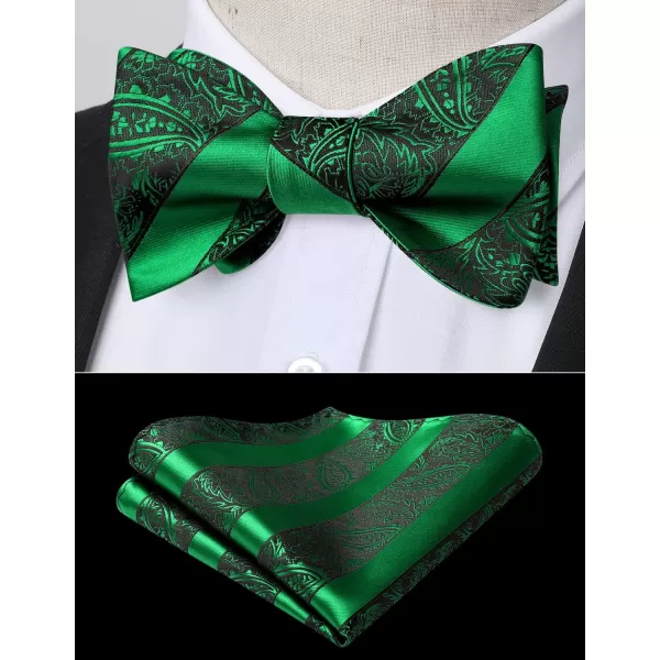 HISDERN Mens Bow Ties Floral Paisley Self Bow Ties for Men Formal Woven Silk Pocket Square Set with Gift Box for wedding