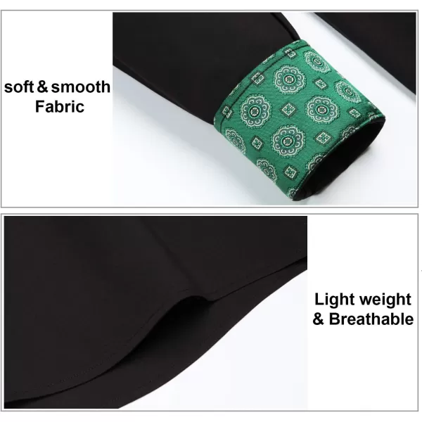 HISDERN Mens Business Dress Shirts Long Sleeve Casual Button Down Shirt Formal Inner Collar Contrast Shirt for Men Wedding