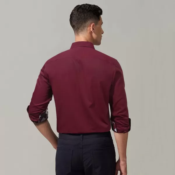 HISDERN Mens Business Dress Shirts Long Sleeve Casual Button Down Shirt Formal Inner Collar Contrast Shirt for Men Wedding