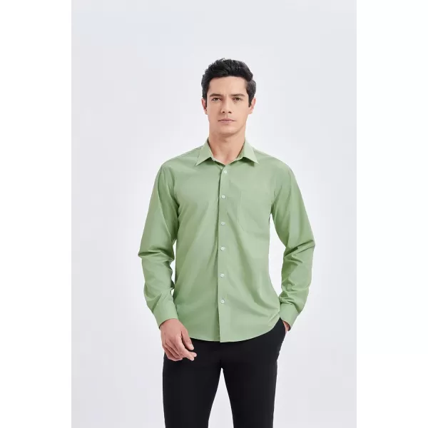 HISDERN Mens Business Dress Shirts Long Sleeve Casual Button Down Shirt Formal Inner Collar Contrast Shirt for Men Wedding