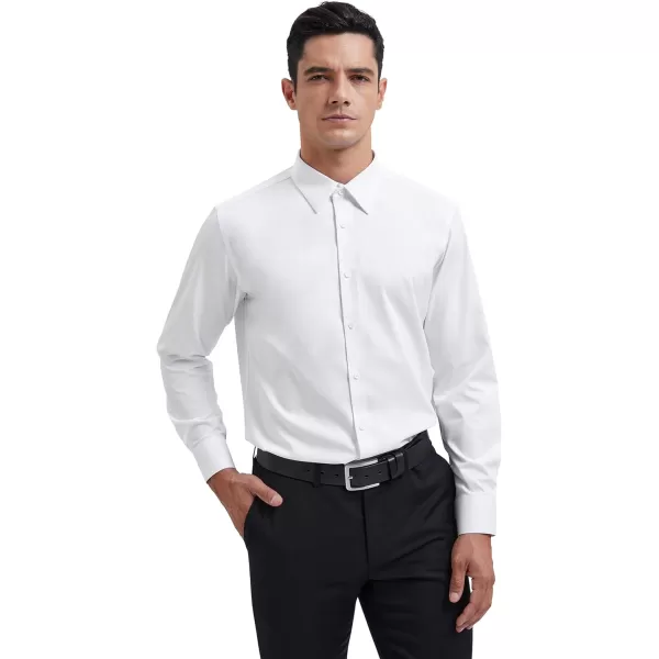 HISDERN Mens Business Dress Shirts Long Sleeve Casual Button Down Shirt Formal Inner Collar Contrast Shirt for Men Wedding