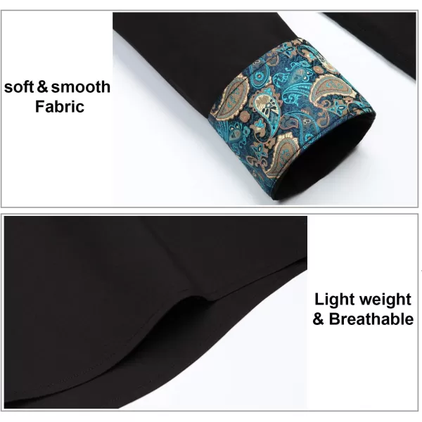 HISDERN Mens Business Dress Shirts Long Sleeve Casual Button Down Shirt Formal Inner Collar Contrast Shirt for Men Wedding