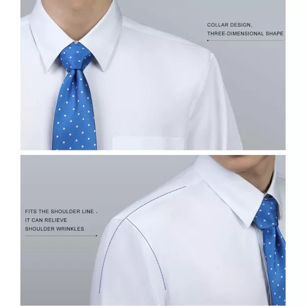 HISDERN Mens Business Dress Shirts Long Sleeve Casual Button Down Shirt Formal Inner Collar Contrast Shirt for Men Wedding