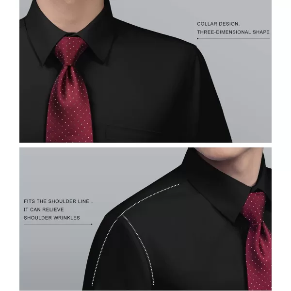 HISDERN Mens Business Dress Shirts Long Sleeve Casual Button Down Shirt Formal Inner Collar Contrast Shirt for Men Wedding