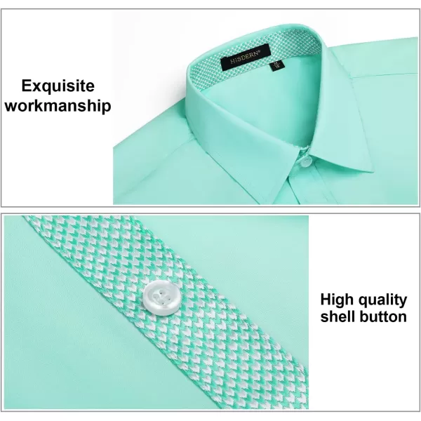 HISDERN Mens Business Dress Shirts Long Sleeve Casual Button Down Shirt Formal Inner Collar Contrast Shirt for Men Wedding
