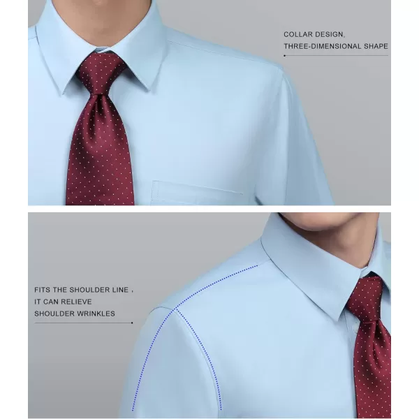 HISDERN Mens Business Dress Shirts Long Sleeve Casual Button Down Shirt Formal Inner Collar Contrast Shirt for Men Wedding