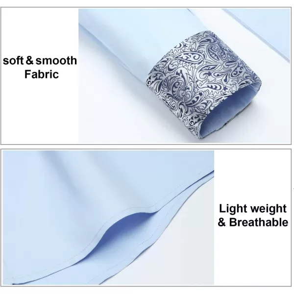 HISDERN Mens Business Dress Shirts Long Sleeve Casual Button Down Shirt Formal Inner Collar Contrast Shirt for Men Wedding