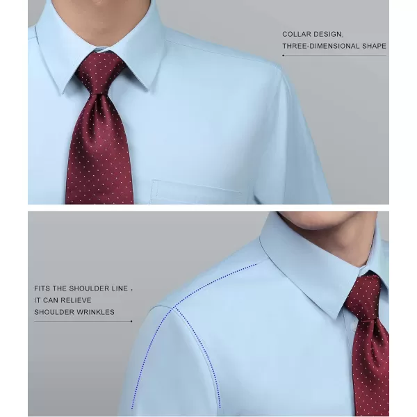 HISDERN Mens Business Dress Shirts Long Sleeve Casual Button Down Shirt Formal Inner Collar Contrast Shirt for Men Wedding