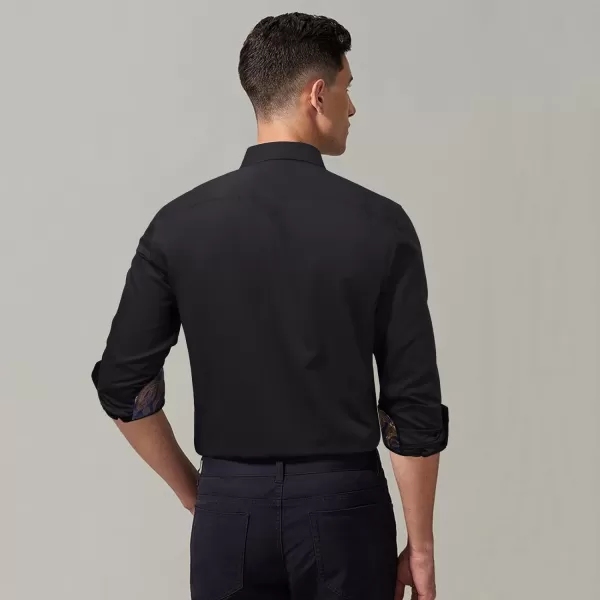 HISDERN Mens Business Dress Shirts Long Sleeve Casual Button Down Shirt Formal Inner Collar Contrast Shirt for Men Wedding