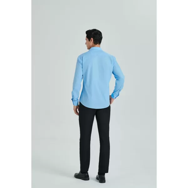 HISDERN Mens Business Dress Shirts Long Sleeve Casual Button Down Shirt Formal Inner Collar Contrast Shirt for Men Wedding