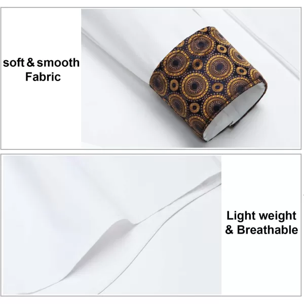 HISDERN Mens Business Dress Shirts Long Sleeve Casual Button Down Shirt Formal Inner Collar Contrast Shirt for Men Wedding